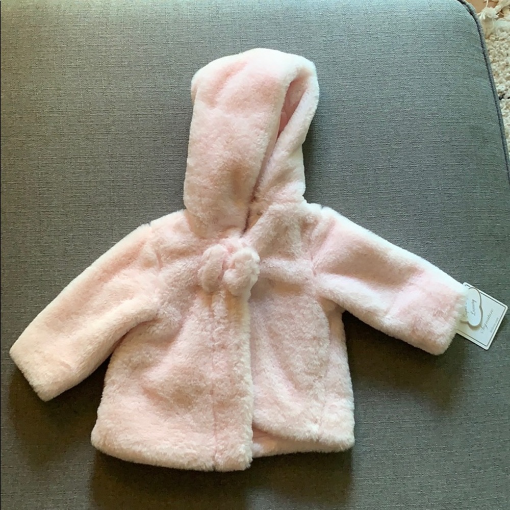 Little Me 6 month Pink Fuzzy Jacket Coat